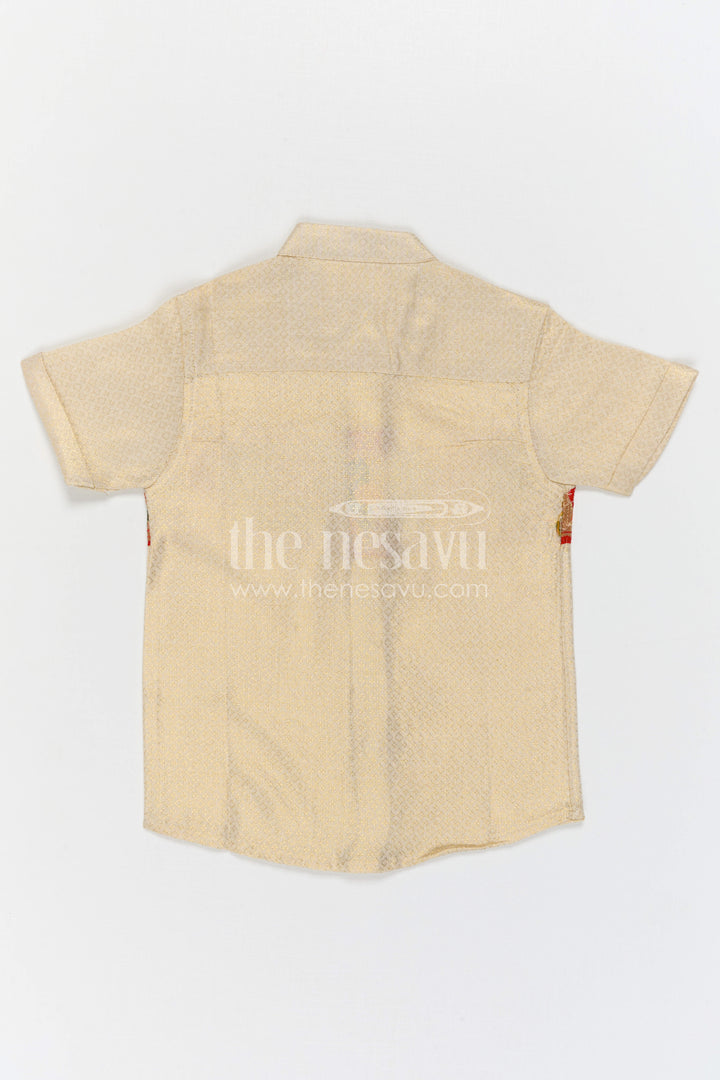 The Nesavu Boys Cotton Shirt Boys Cotton Shirt with Baithani Border for Festive Occasions and Pooja Wear Nesavu Nesavu Boys Cotton Shirt With Baithani Border For Festive Occasions And Pooja Traditional Wear