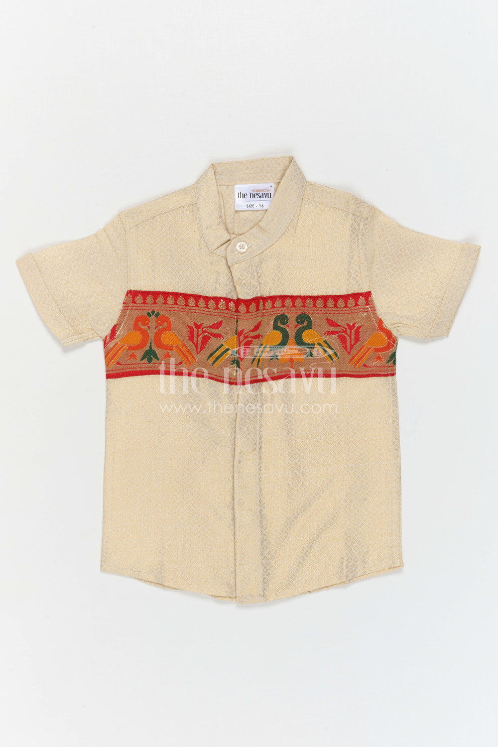 The Nesavu Boys Cotton Shirt Boys Cotton Shirt with Baithani Border for Festive Occasions and Pooja Wear Nesavu Nesavu Boys Cotton Shirt With Baithani Border For Festive Occasions And Pooja Traditional Wear