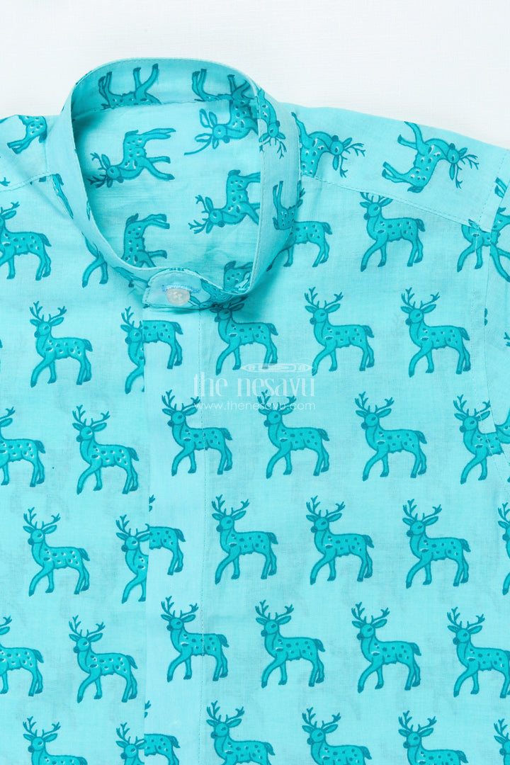 The Nesavu Boys Cotton Shirt Boys Cotton Shirt with Fun Animal Print for School and Casual Wear Nesavu Nesavu boys digital animal print cotton shirt everyday casual school wear