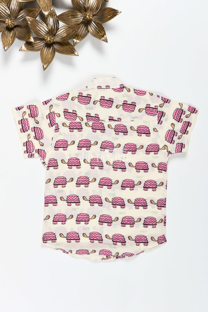 The Nesavu Boys Cotton Shirt Boys Cotton Shirt with Maroon Turtle Print for Quirky Ethnic Style Nesavu Nesavu Boys Cotton Shirt Maroon Turtle Print Ethnic Casual Wear Kids