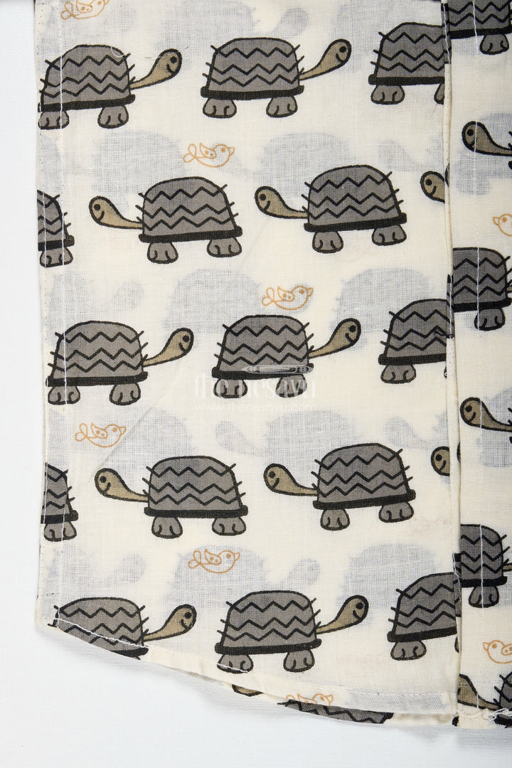 The Nesavu Boys Cotton Shirt Boys Cotton Shirt with Navy Turtle Print for Festive and Casual Outings Nesavu Nesavu Boys Cotton Shirt Navy Turtle Print Ethnic Casual Shirt Kids