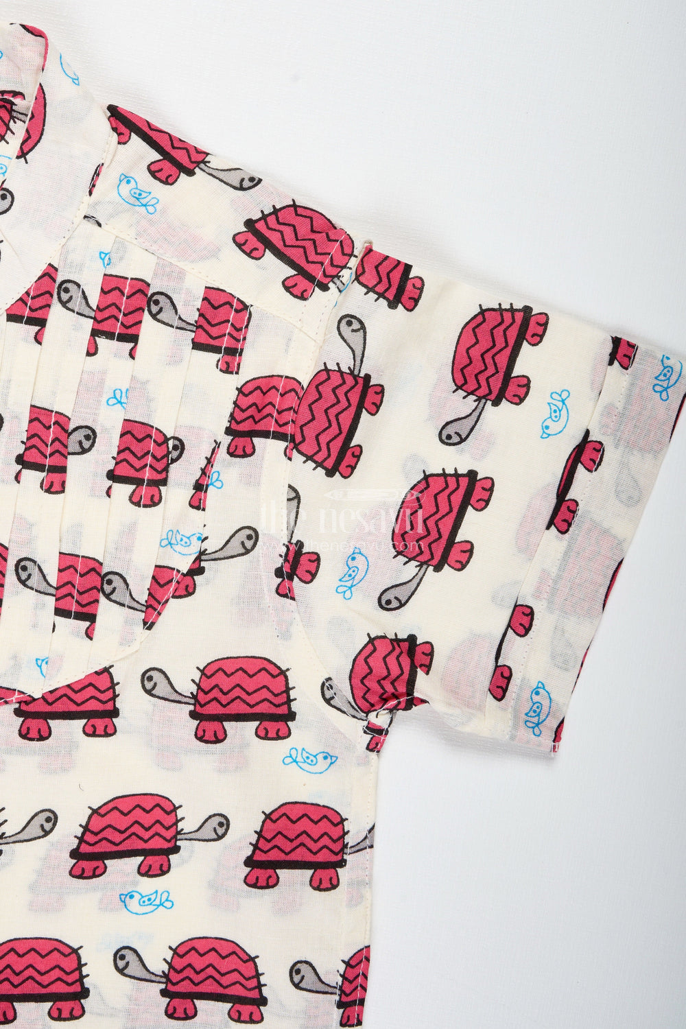 The Nesavu Boys Cotton Shirt Boys Cotton Shirt with Pink Turtle Print Playful Ethnic Style Nesavu Nesavu Boys Cotton Shirt Pink Turtle Print Casual Festive Wear Toddlers
