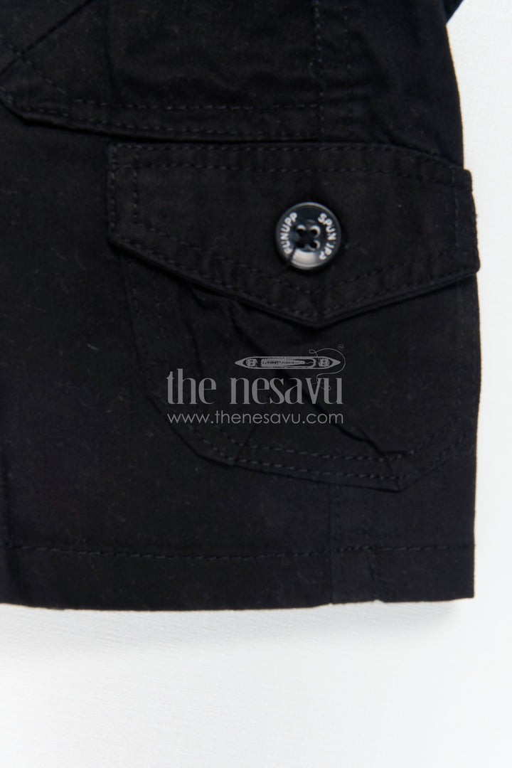 The Nesavu Boys Shorts Boys Cotton Shorts for Rough Play and School Routines Nesavu Nesavu boys cargo cotton shorts with badge detail – ideal for school and outdoor fun
