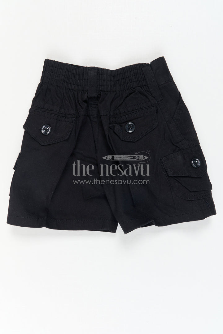 The Nesavu Boys Shorts Boys Cotton Shorts for Rough Play and School Routines Nesavu Nesavu boys cargo cotton shorts with badge detail – ideal for school and outdoor fun