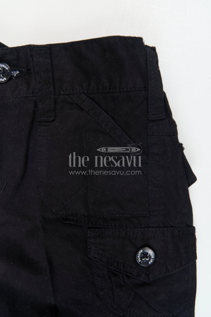 The Nesavu Boys Shorts Boys Cotton Shorts for Rough Play and School Routines Nesavu Nesavu boys cargo cotton shorts with badge detail – ideal for school and outdoor fun