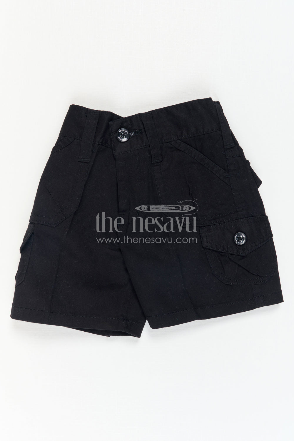 The Nesavu Boys Shorts Boys Cotton Shorts for Rough Play and School Routines Nesavu Nesavu boys cargo cotton shorts with badge detail – ideal for school and outdoor fun