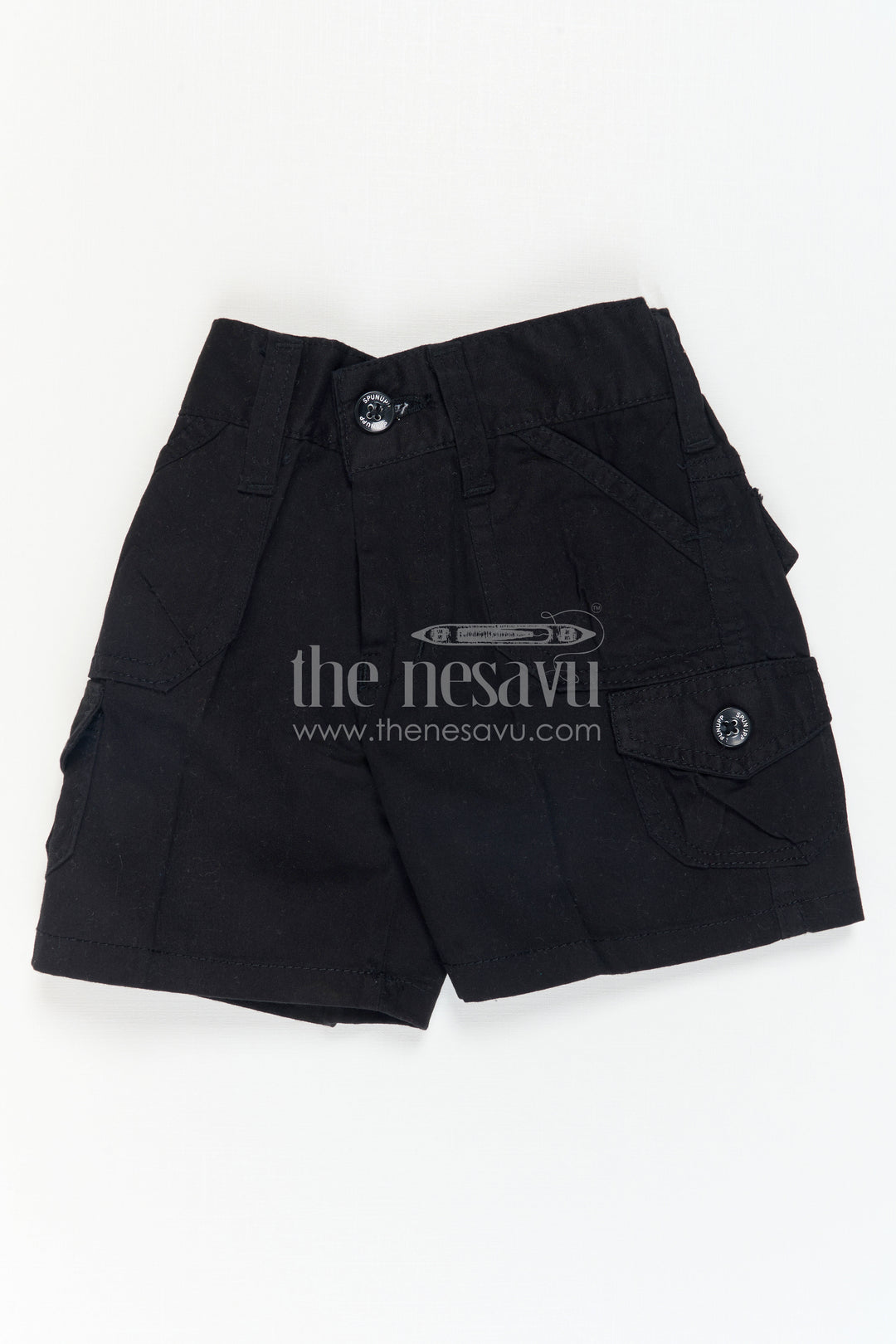 The Nesavu Boys Shorts Boys Cotton Shorts for Rough Play and School Routines Nesavu Nesavu boys cargo cotton shorts with badge detail – ideal for school and outdoor fun