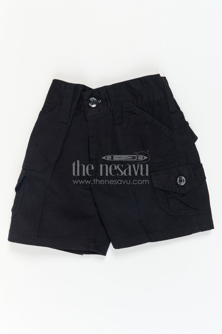 The Nesavu Boys Shorts Boys Cotton Shorts for Rough Play and School Routines Nesavu Nesavu boys cargo cotton shorts with badge detail – ideal for school and outdoor fun