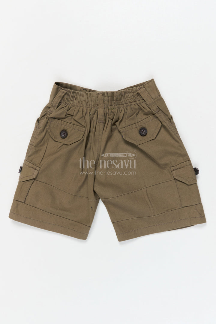 The Nesavu Boys Shorts Boys Cotton Shorts with Side Pockets for Everyday Movement Nesavu 16 (1Y) / Green / Cotton BWS074B-16 Nesavu cotton shorts for boys with utility design – perfect for active days, school and more