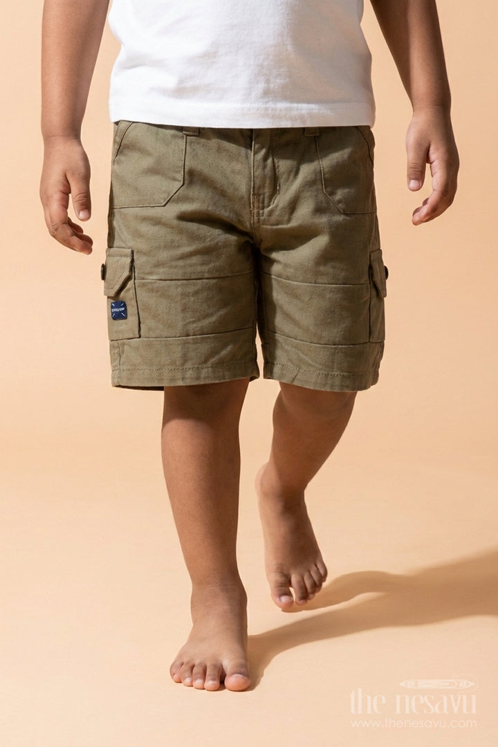 The Nesavu Boys Shorts Boys Cotton Shorts with Side Pockets for Everyday Movement Nesavu Nesavu cotton shorts for boys with utility design – perfect for active days, school and more