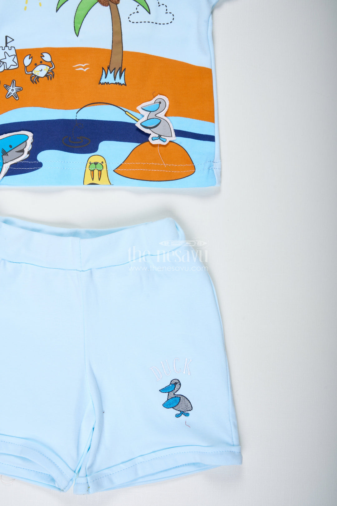 The Nesavu Boys Casual Set Boys Cotton Smart Casual Street Style Outfit with Tropical Digital Print Tee and Light Shorts for Everyday Play Nesavu Nesavu Boys Smart Casual Street Style Outfit Cotton Digital Print Tee Light Shorts