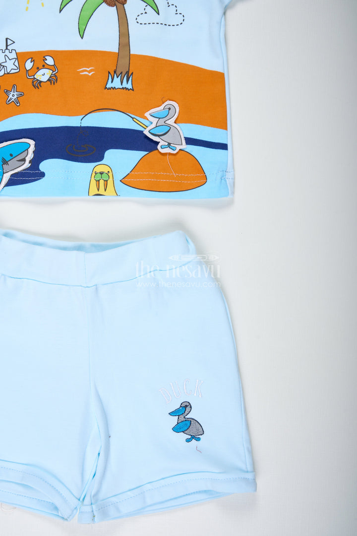 The Nesavu Boys Casual Set Boys Cotton Smart Casual Street Style Outfit with Tropical Digital Print Tee and Light Shorts for Everyday Play Nesavu Nesavu Boys Smart Casual Street Style Outfit Cotton Digital Print Tee Light Shorts