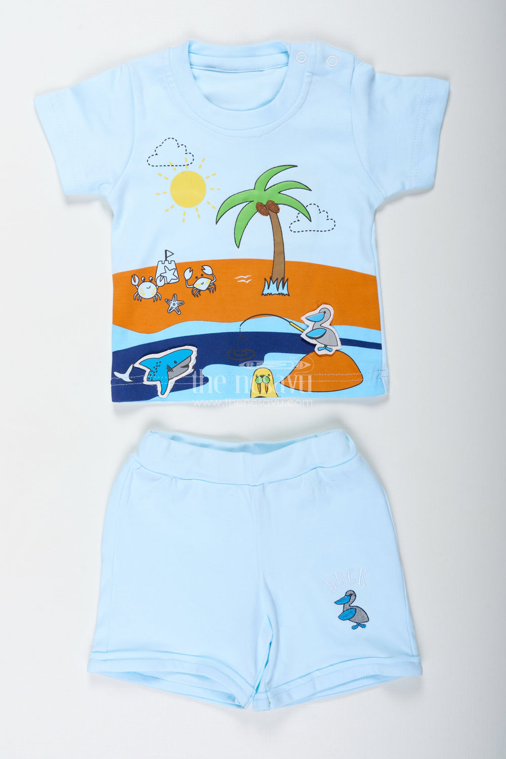 The Nesavu Boys Casual Set Boys Cotton Smart Casual Street Style Outfit with Tropical Digital Print Tee and Light Shorts for Everyday Play Nesavu Nesavu Boys Smart Casual Street Style Outfit Cotton Digital Print Tee Light Shorts