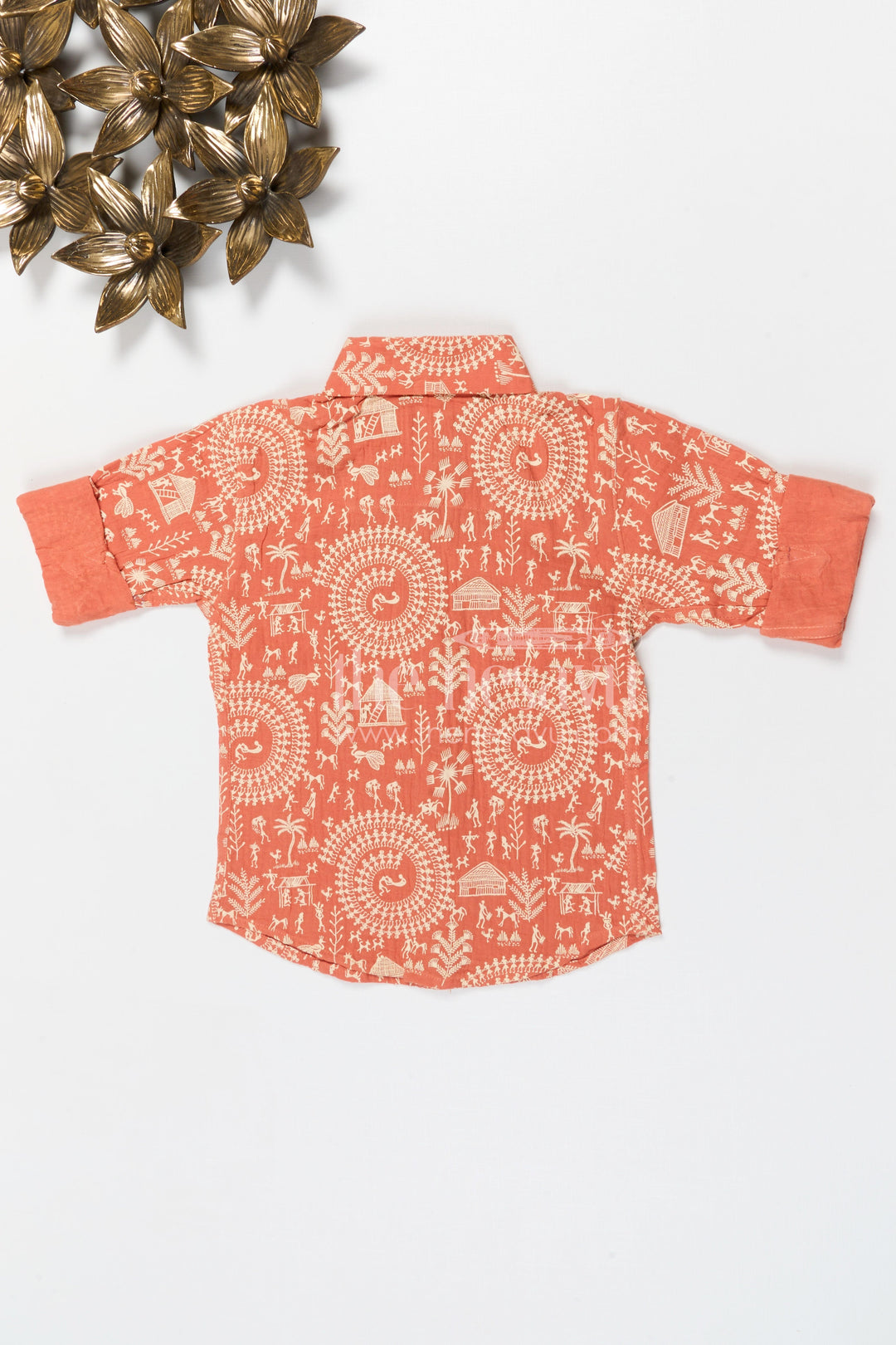 The Nesavu Boys Cotton Shirt Boys Cotton Warli Print Shirt for Festive Outings and Casual Celebrations Nesavu Nesavu boys cotton warli print shirt for festive outings cultural events and kids casual wear