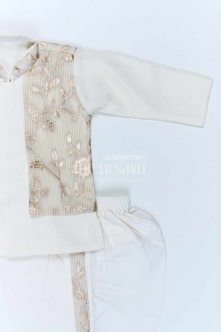 The Nesavu Boys Jacket Sets Boys Designer Jacket Set for Festive Wedding Celebrations Nesavu Nesavu Boys Designer Jacket Set With Floral Ethnic Detailing For Festive Wedding Celebrations