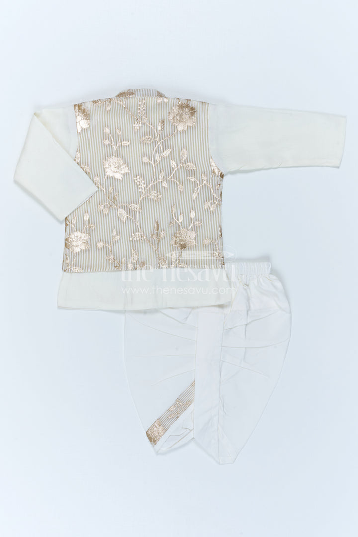 The Nesavu Boys Jacket Sets Boys Designer Jacket Set for Festive Wedding Celebrations Nesavu Nesavu Boys Designer Jacket Set With Floral Ethnic Detailing For Festive Wedding Celebrations