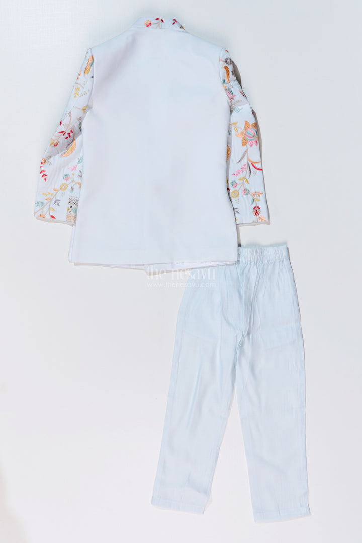 The Nesavu Boys Sherwani Boys Designer Kurtha with Embroidered Floral Patterns and Matching Pants for Special Occasions Nesavu Boys Designer Kurtha Embroidery Matching Pants Festive Wedding Wear | The Nesavu