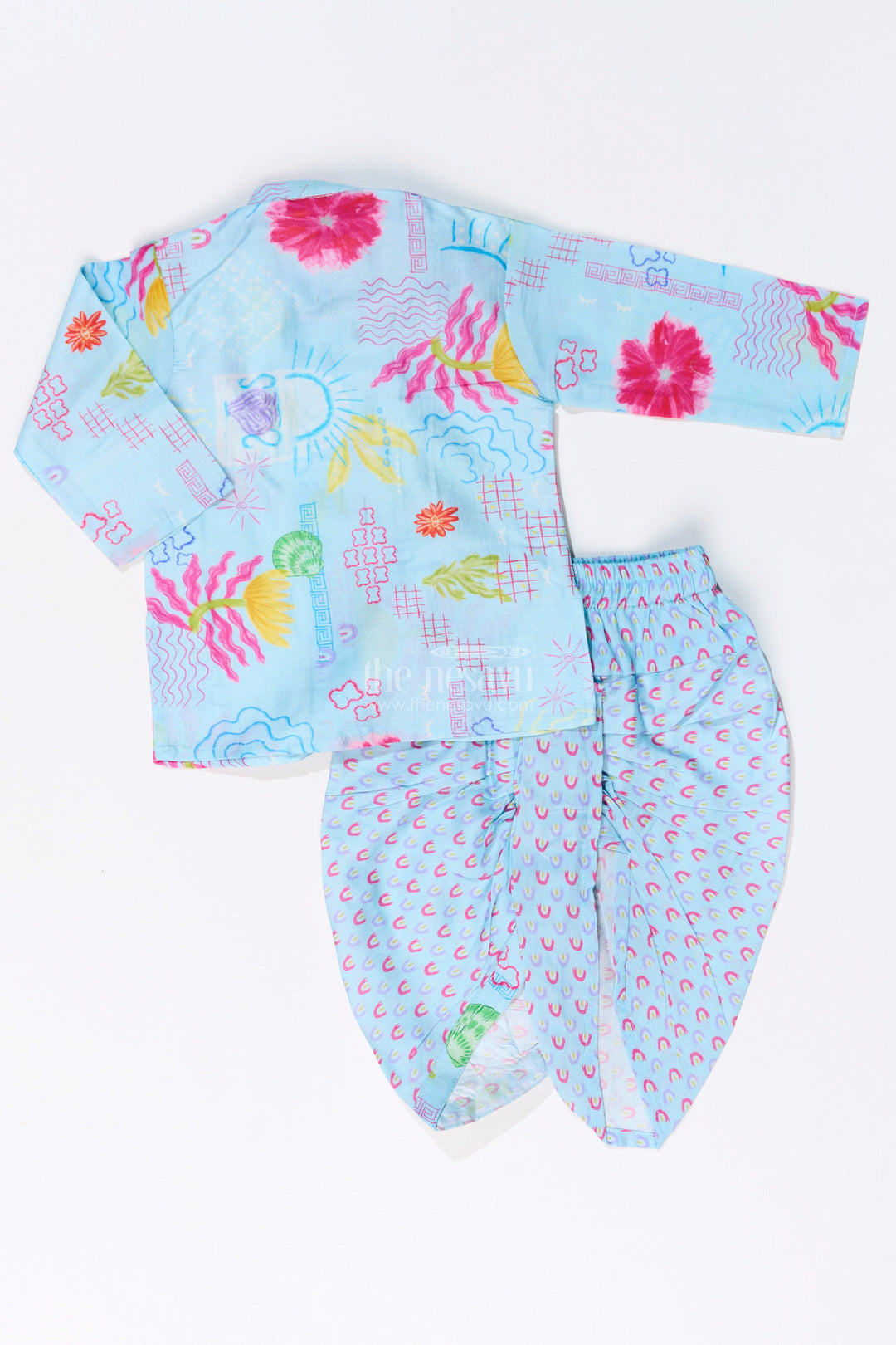 The Nesavu Boys Dothi Set Boys Dhoti Kurta for Kids with Floral Cotton Print for Traditional Celebrations Nesavu Boys Dhoti Kurta Kids Floral Cotton Print Traditional Festive Wear | The Nesavu