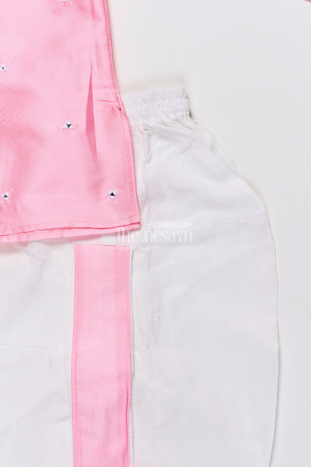 The Nesavu Boys Dothi Set Boys Dhoti Kurta Set for Traditional Family Functions and Temple Visits Nesavu Nesavu boys dhoti kurta set silk blend festive detailing perfect poojas cultural events