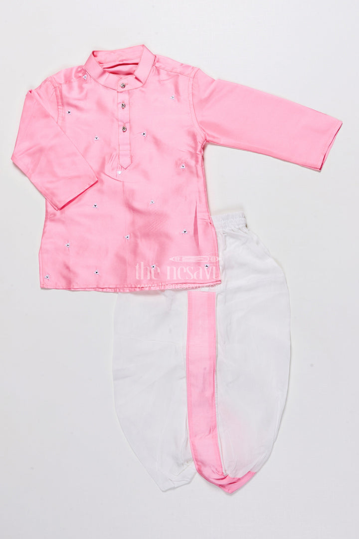 The Nesavu Boys Dothi Set Boys Dhoti Kurta Set for Traditional Family Functions and Temple Visits Nesavu Nesavu boys dhoti kurta set silk blend festive detailing perfect poojas cultural events