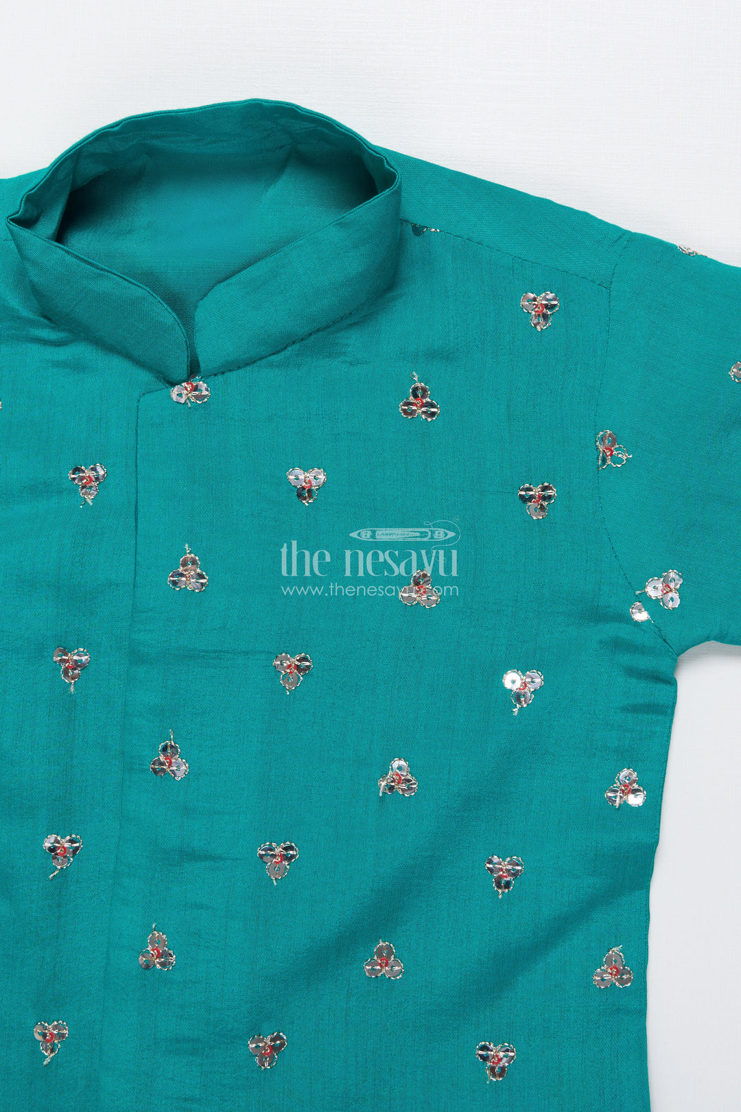 The Nesavu Boys Dothi Set Boys Dhoti Kurta Set with Mirror Embroidery for Festive Functions Nesavu Nesavu boys dhoti kurta set sequin mirror embroidery festivals traditional events