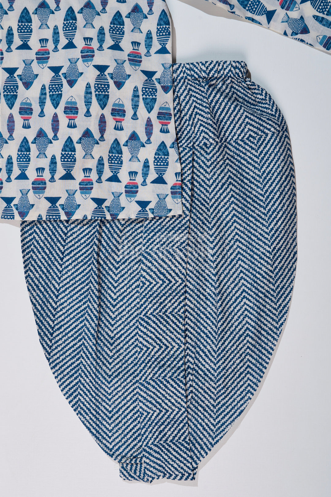 The Nesavu Boys Dothi Set Boys Dhoti Kurta Suit in Pure Block Print Cotton with Traditional Patterns and Full Sleeves Nesavu Boys Dhoti Kurta Suit Pure Block Print Cotton Traditional Patterns Full Sleeves | The Nesavu