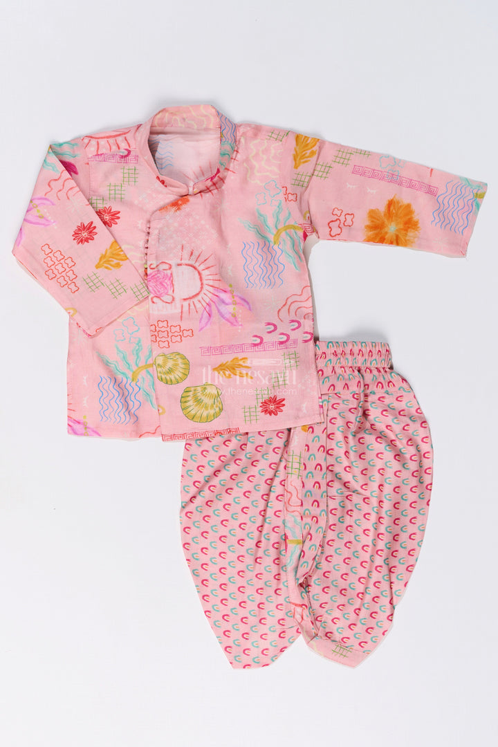 The Nesavu Boys Dothi Set Boys Dhoti Kurta with Floral Printed Cotton Fabric for Traditional and Festive Wear Nesavu Boys Dhoti Kurta Floral Printed Cotton Fabric Traditional Festive Wear | The Nesavu