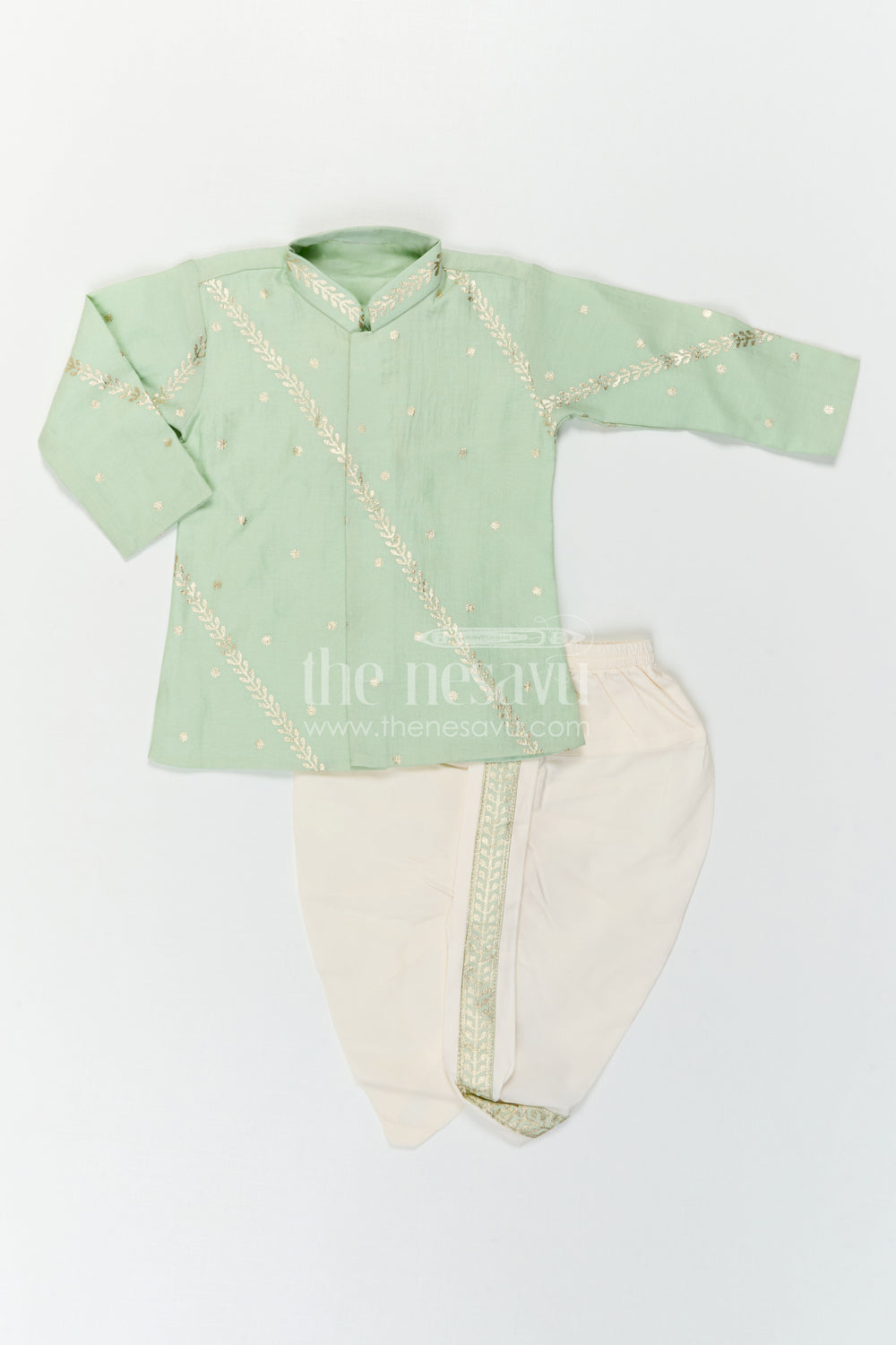 The Nesavu Boys Dothi Set Boys Dhoti Set for Ethnic Day and Traditional School Events Nesavu Nesavu Boys Dhoti Set For Ethnic Day With Zari Design Top And Comfortable Traditional Outfit