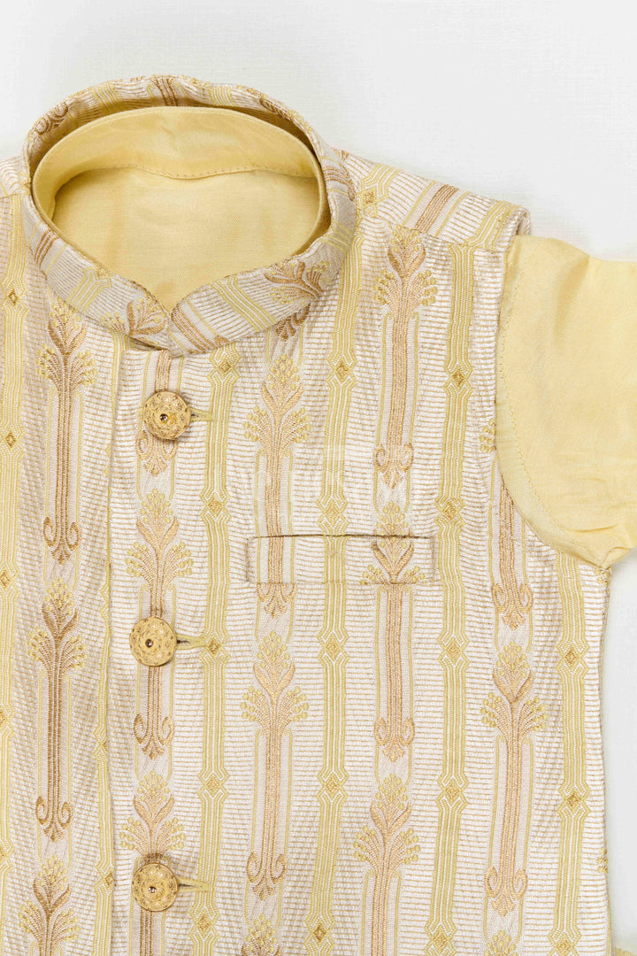 The Nesavu Boys Dothi Set Boys Dhoti Set for Festivals and Traditional Family Functions Nesavu Nesavu boys silk cotton dhoti set with designer jacket for festive occasions