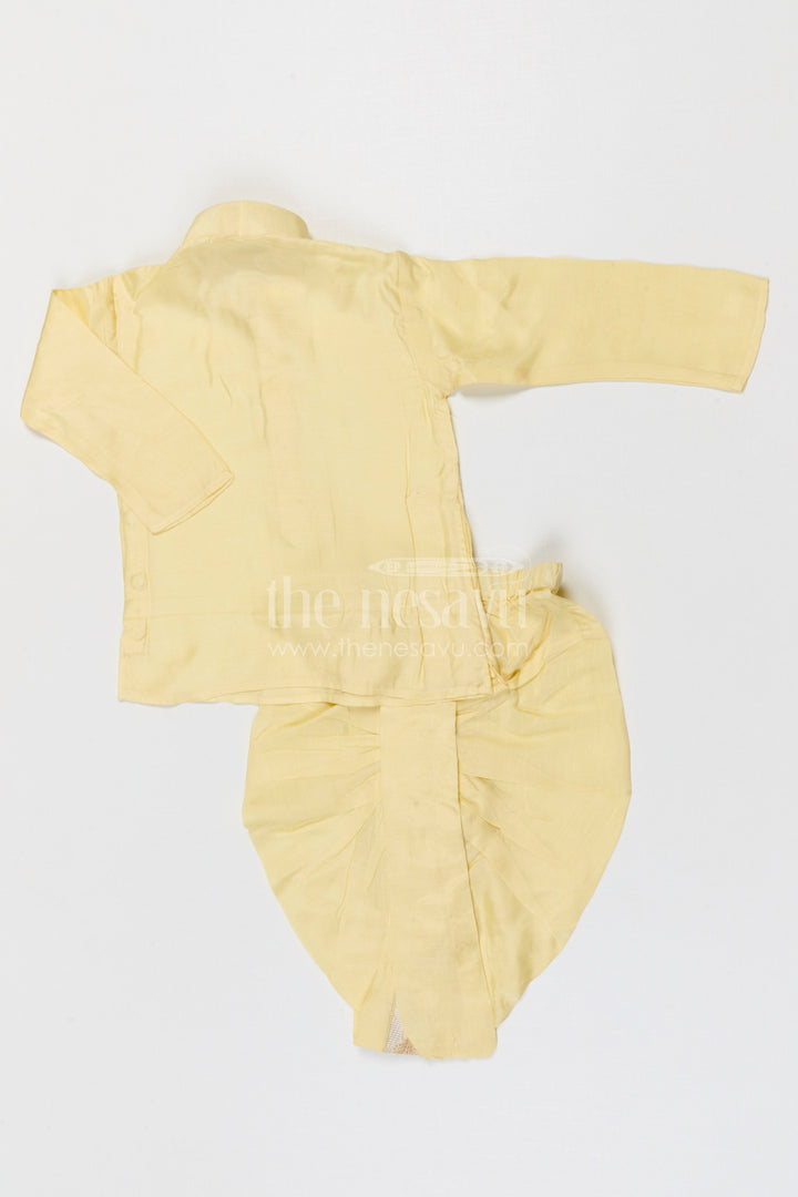 The Nesavu Boys Dothi Set Boys Dhoti Set for Festivals and Traditional Family Functions Nesavu Nesavu boys silk cotton dhoti set with designer jacket for festive occasions