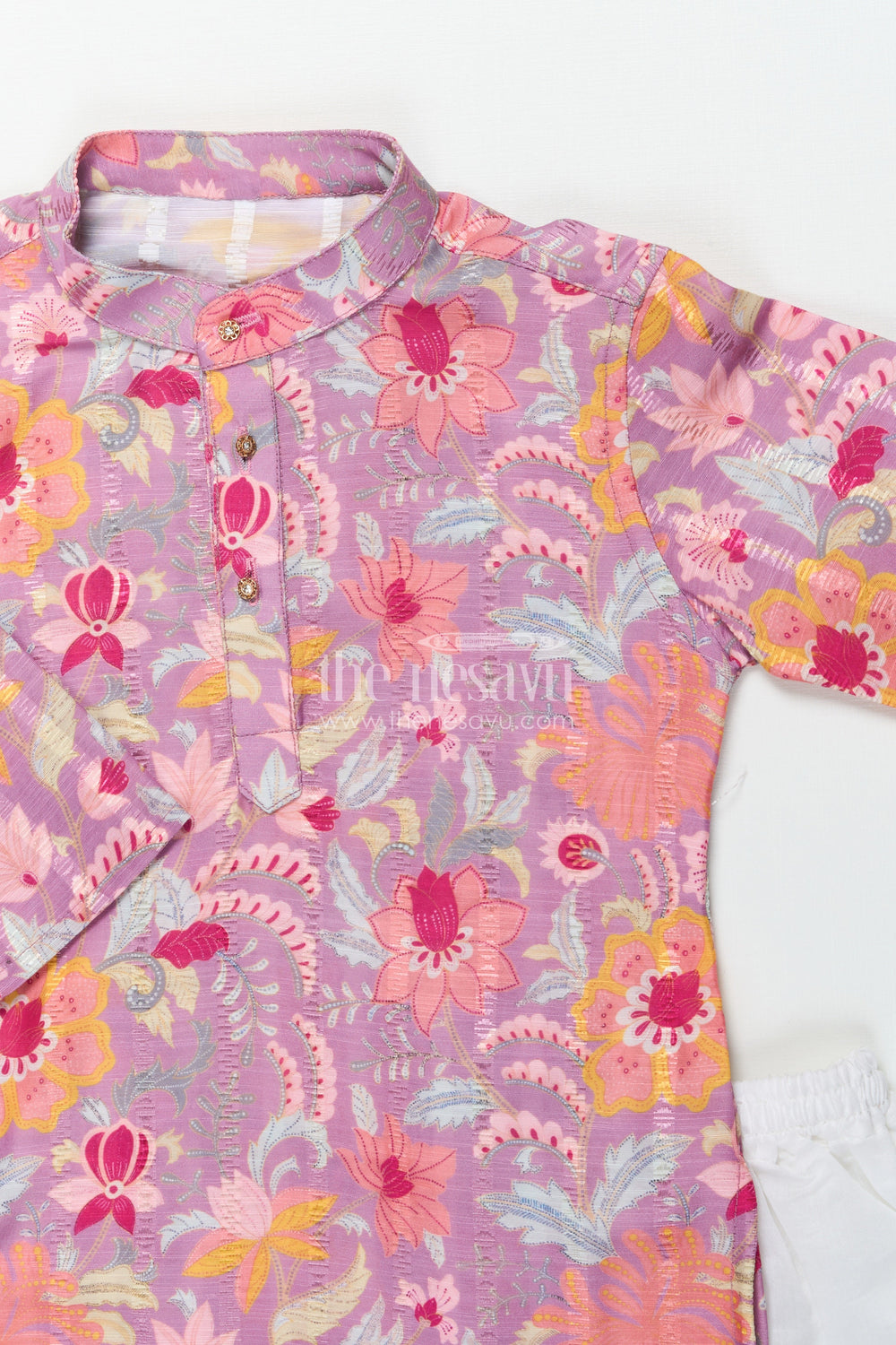 The Nesavu Boys Dothi Set Boys Dhoti Set for Festive Functions and Cultural Events Nesavu Nesavu boys silk cotton dhoti set floral print festive celebrations ethnic school days