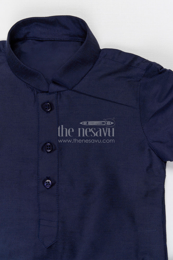 The Nesavu Boys Dothi Set Boys Dhoti Set for Festive Occasions and Traditional Functions Nesavu Nesavu boys silk cotton dhoti set with embroidered jacket for festive occasions