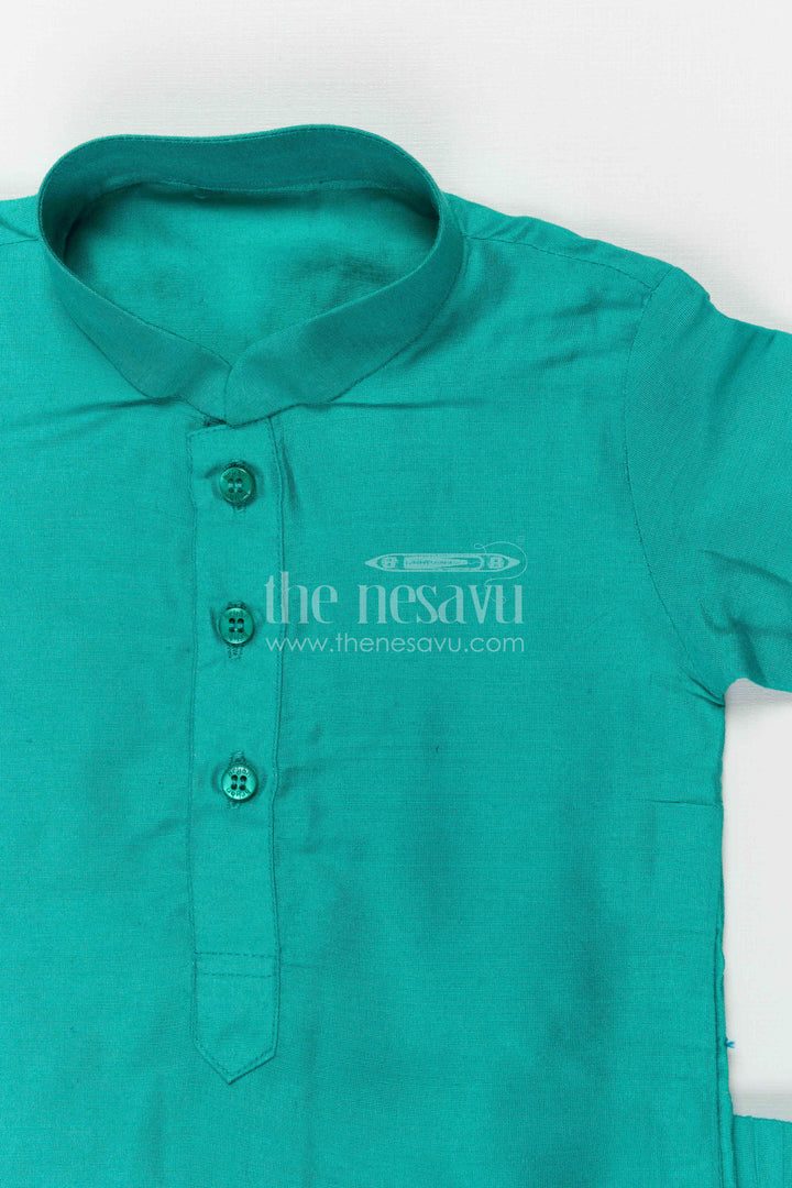 The Nesavu Boys Dothi Set Boys Dhoti Set for Weddings and Traditional Celebrations Nesavu Nesavu boys silk cotton dhoti set with thread embroidery jacket for weddings