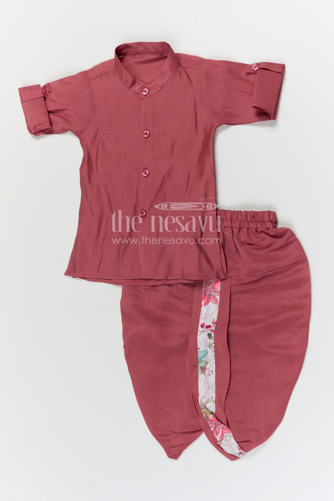 The Nesavu Boys Dothi Set Boys Dhoti Set with Jacket for Festive Celebrations and Temple Visits Nesavu Nesavu boys dhoti set with digital print jacket for festivals temple visits and cultural celebrations