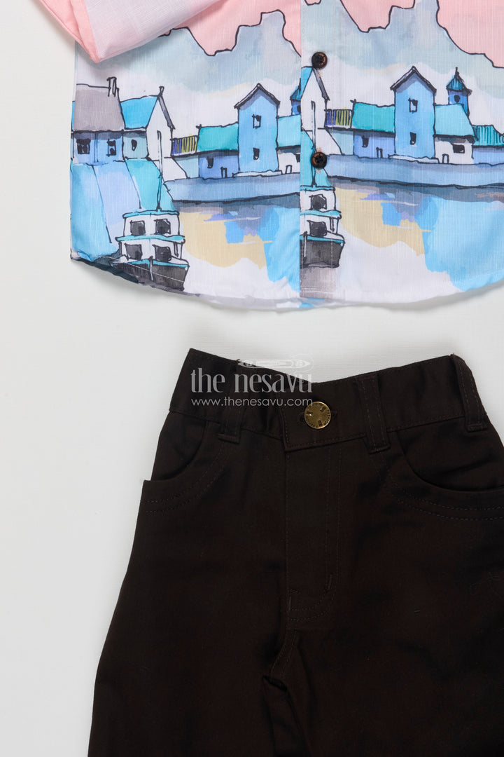 The Nesavu Boys Casual Set Boys Digital Print Kurta Set for Ethnic Day and Photo Sessions Nesavu Nesavu boys cotton kurta set digital print ethnic school days photo-ready looks