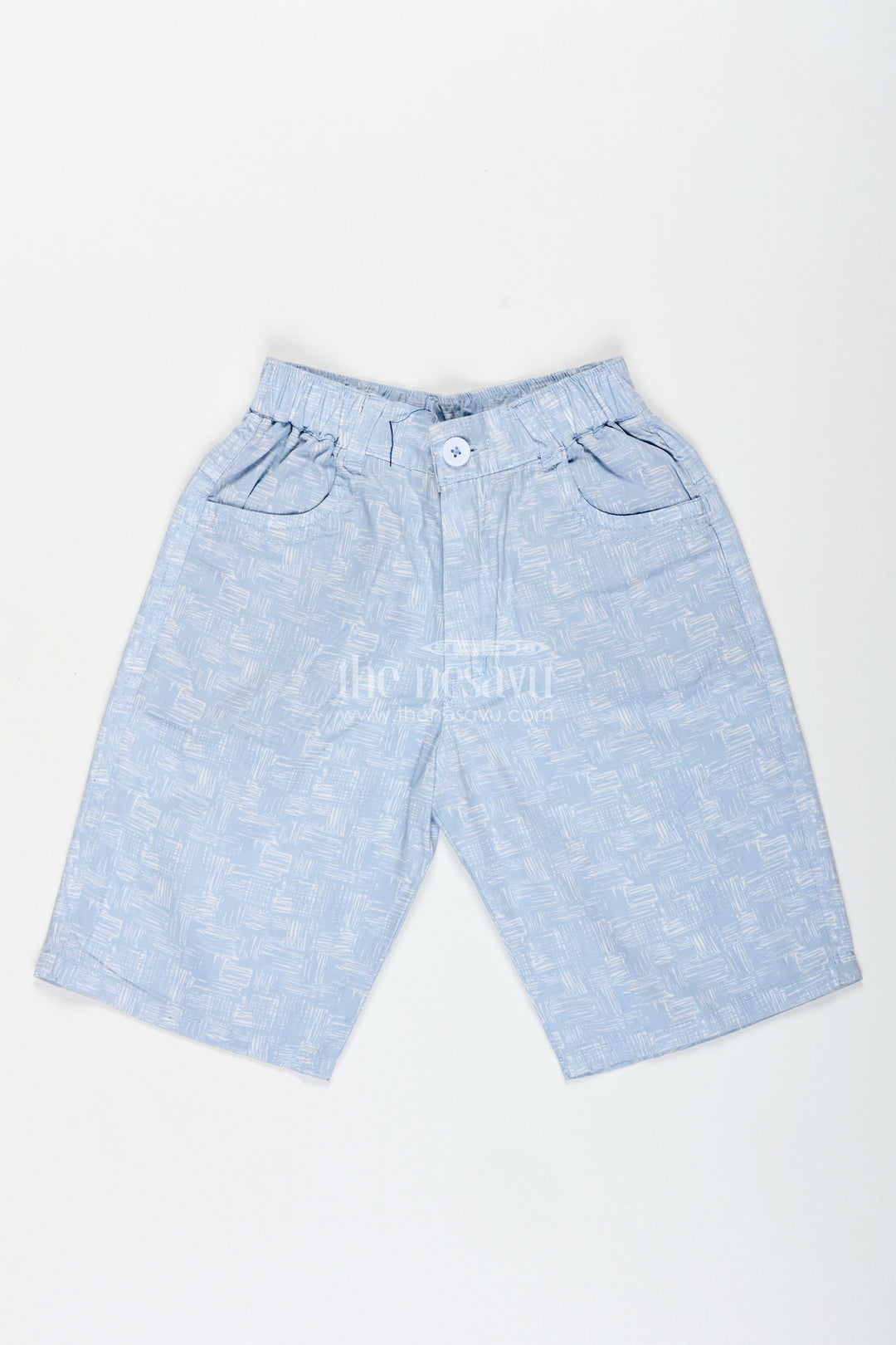 The Nesavu Boys Shorts Boys Digital Printed Shorts in Blue with Soft Cotton Blend and Relaxed Fit for Everyday Comfort Nesavu 26 (6Y) / Blue BWS020CB-26 Nesavu Boys Blue Digital Printed Shorts Cotton Blend Relaxed Fit Daily Wear