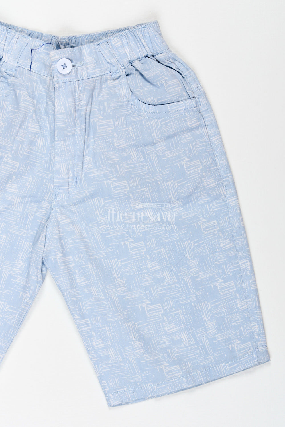 The Nesavu Boys Shorts Boys Digital Printed Shorts in Blue with Soft Cotton Blend and Relaxed Fit for Everyday Comfort Nesavu Nesavu Boys Blue Digital Printed Shorts Cotton Blend Relaxed Fit Daily Wear