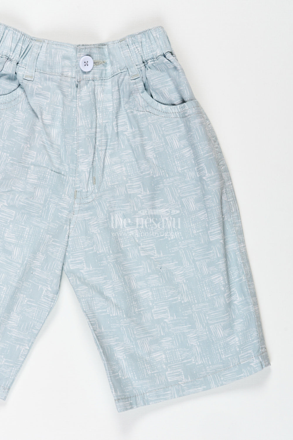 The Nesavu Boys Shorts Boys Digital Printed Shorts in Light Green Cotton Blend with Comfortable Fit and Subtle Design Nesavu Nesavu Boys Light Green Digital Printed Cotton Blend Shorts Casual Fit Style