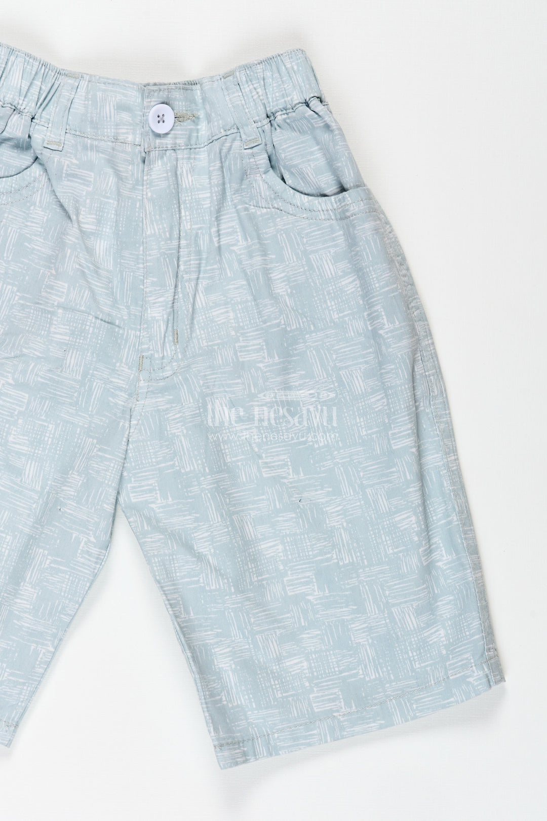 The Nesavu Boys Shorts Boys Digital Printed Shorts in Light Green Cotton Blend with Comfortable Fit and Subtle Design Nesavu Nesavu Boys Light Green Digital Printed Cotton Blend Shorts Casual Fit Style