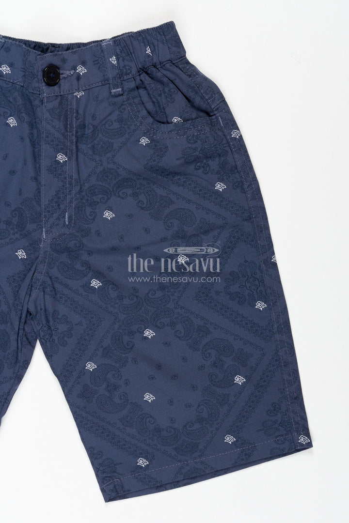The Nesavu Boys Shorts Boys Digital Printed Shorts in Navy Blue with Soft Cotton Blend and All Day Active Fit Nesavu Nesavu Navy Blue Boys Digital Printed Shorts Soft Cotton Blend Everyday Fit