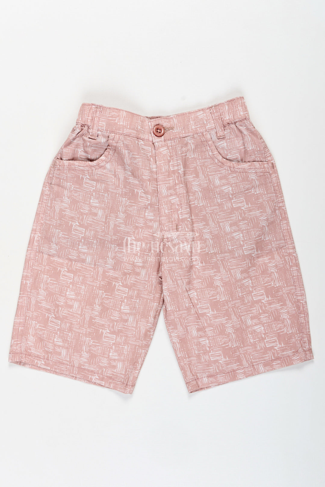The Nesavu Boys Shorts Boys Digital Printed Shorts in Soft Peach with All Day Comfort and Playful Print Accents Nesavu 26 (6Y) / Peach BWS020BB-26 Nesavu Peach Boys Digital Printed Cotton Shorts Comfortable Fit Stylish Appeal