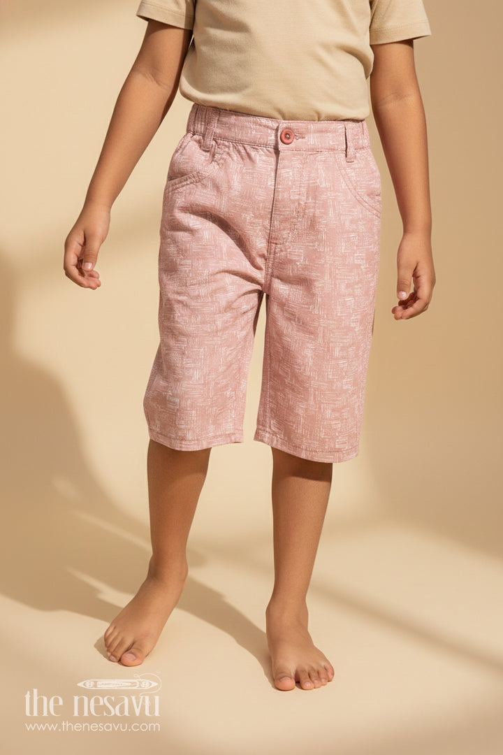 The Nesavu Boys Shorts Boys Digital Printed Shorts in Soft Peach with All Day Comfort and Playful Print Accents Nesavu 26 (6Y) / Peach BWS020BB-26 Nesavu Peach Boys Digital Printed Cotton Shorts Comfortable Fit Stylish Appeal