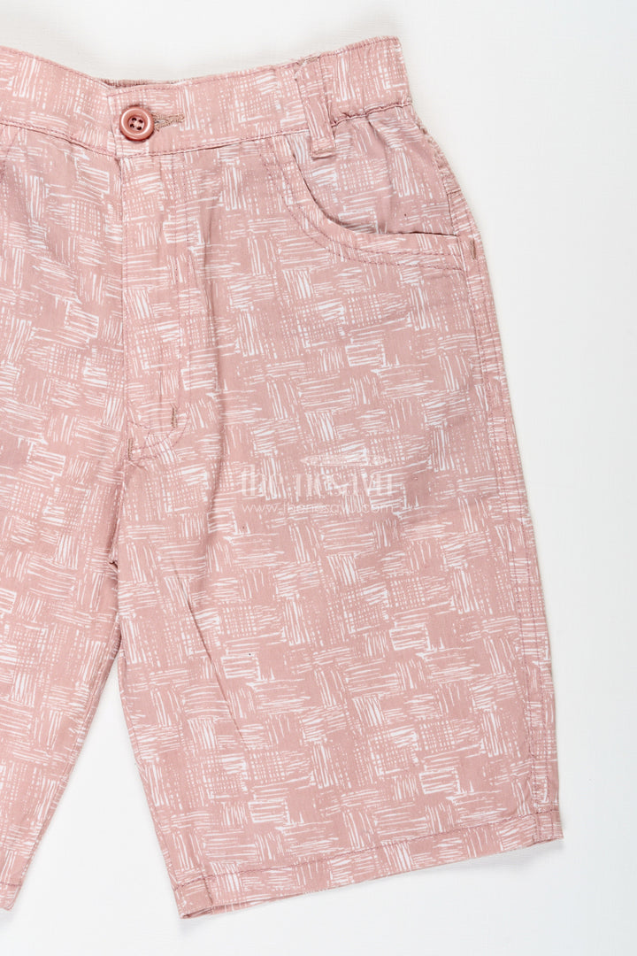 The Nesavu Boys Shorts Boys Digital Printed Shorts in Soft Peach with All Day Comfort and Playful Print Accents Nesavu Nesavu Peach Boys Digital Printed Cotton Shorts Comfortable Fit Stylish Appeal