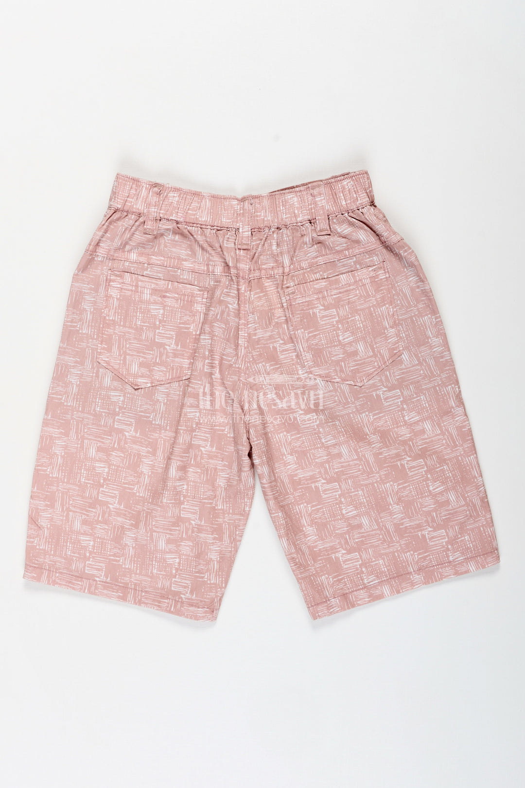 The Nesavu Boys Shorts Boys Digital Printed Shorts in Soft Peach with All Day Comfort and Playful Print Accents Nesavu Nesavu Peach Boys Digital Printed Cotton Shorts Comfortable Fit Stylish Appeal