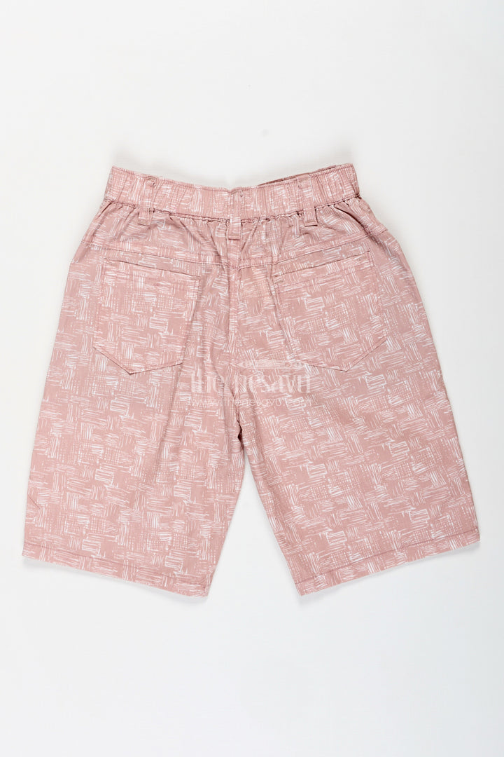 The Nesavu Boys Shorts Boys Digital Printed Shorts in Soft Peach with All Day Comfort and Playful Print Accents Nesavu Nesavu Peach Boys Digital Printed Cotton Shorts Comfortable Fit Stylish Appeal