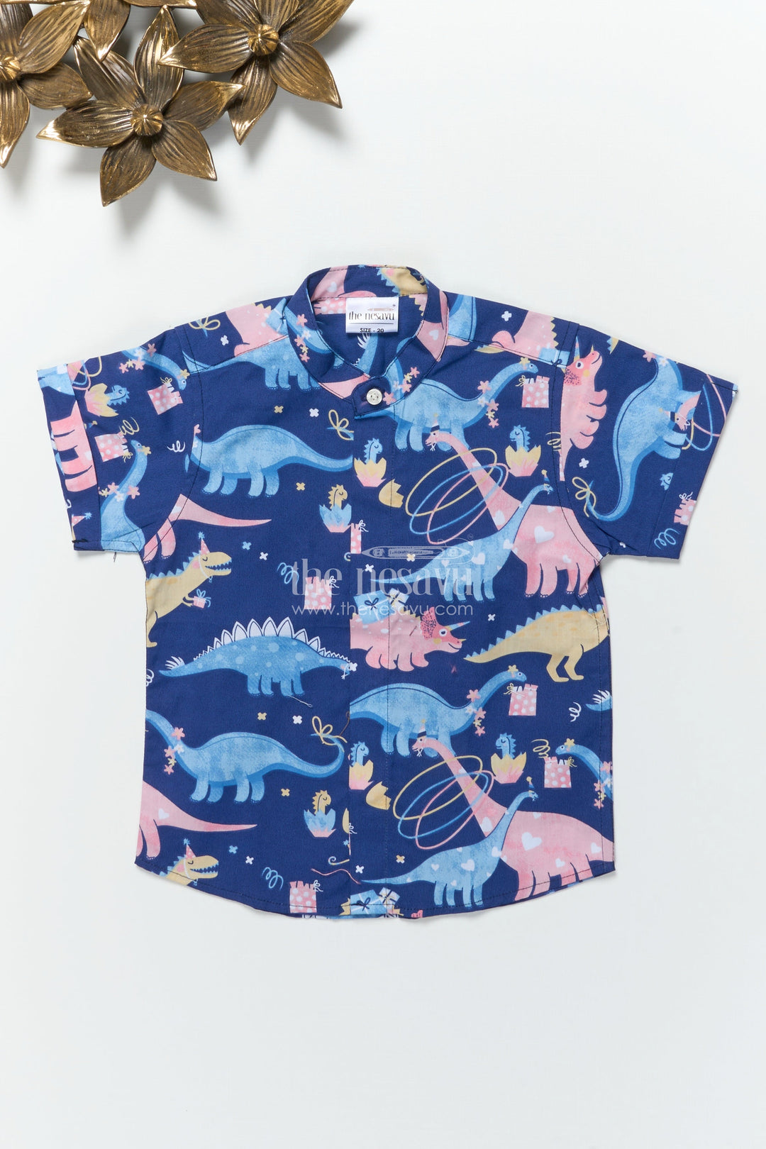 The Nesavu Boys Cotton Shirt Boys Dinosaur Print Shirt for Birthday Parties and Casual Wear Nesavu Nesavu boys cotton shirt dinosaur print birthdays playdates everyday wear