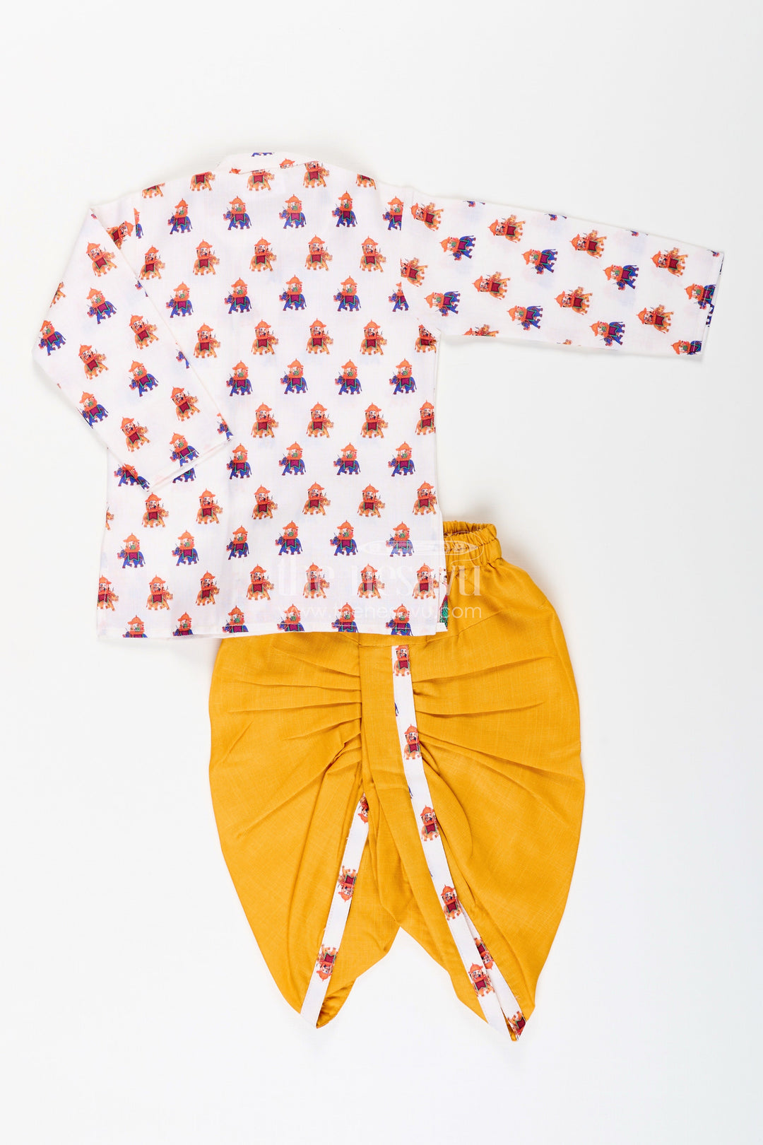 The Nesavu Boys Dothi Set Boys Dothi Kurta Set with Cultural Digital Print Design Nesavu Nesavu boys printed dothi kurta set  cultural ethnic outfit kids