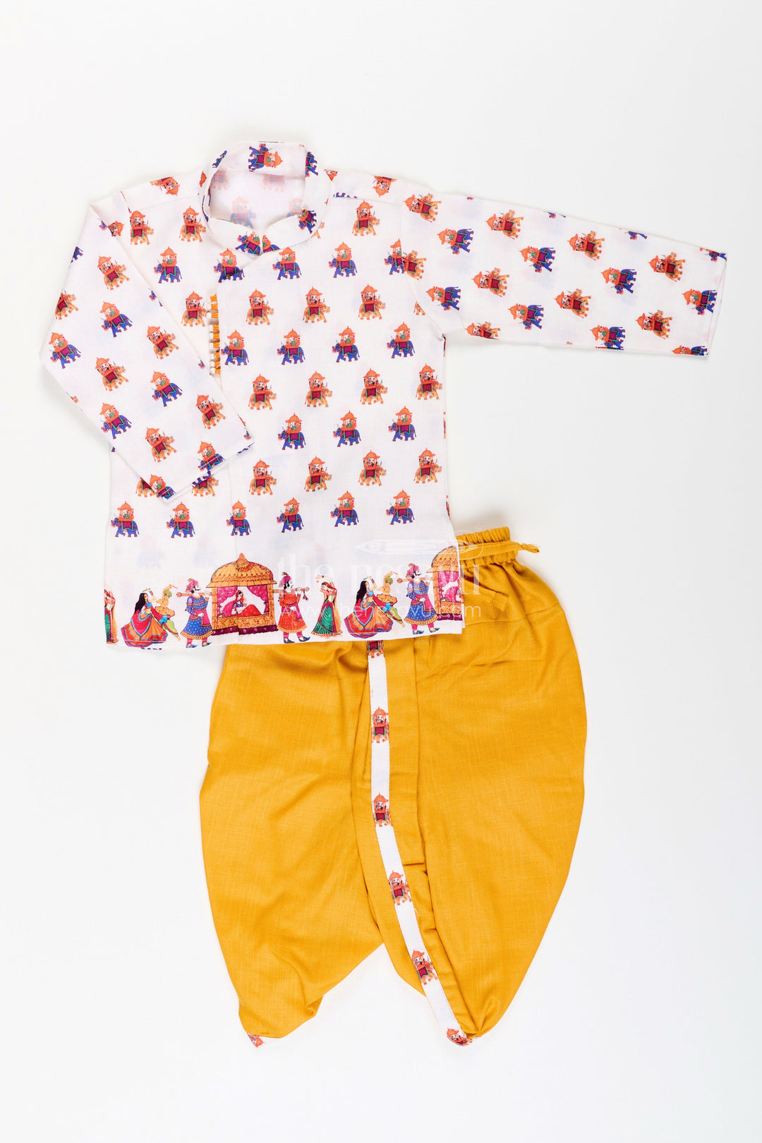 The Nesavu Boys Dothi Set Boys Dothi Kurta Set with Cultural Digital Print Design Nesavu Nesavu boys printed dothi kurta set  cultural ethnic outfit kids