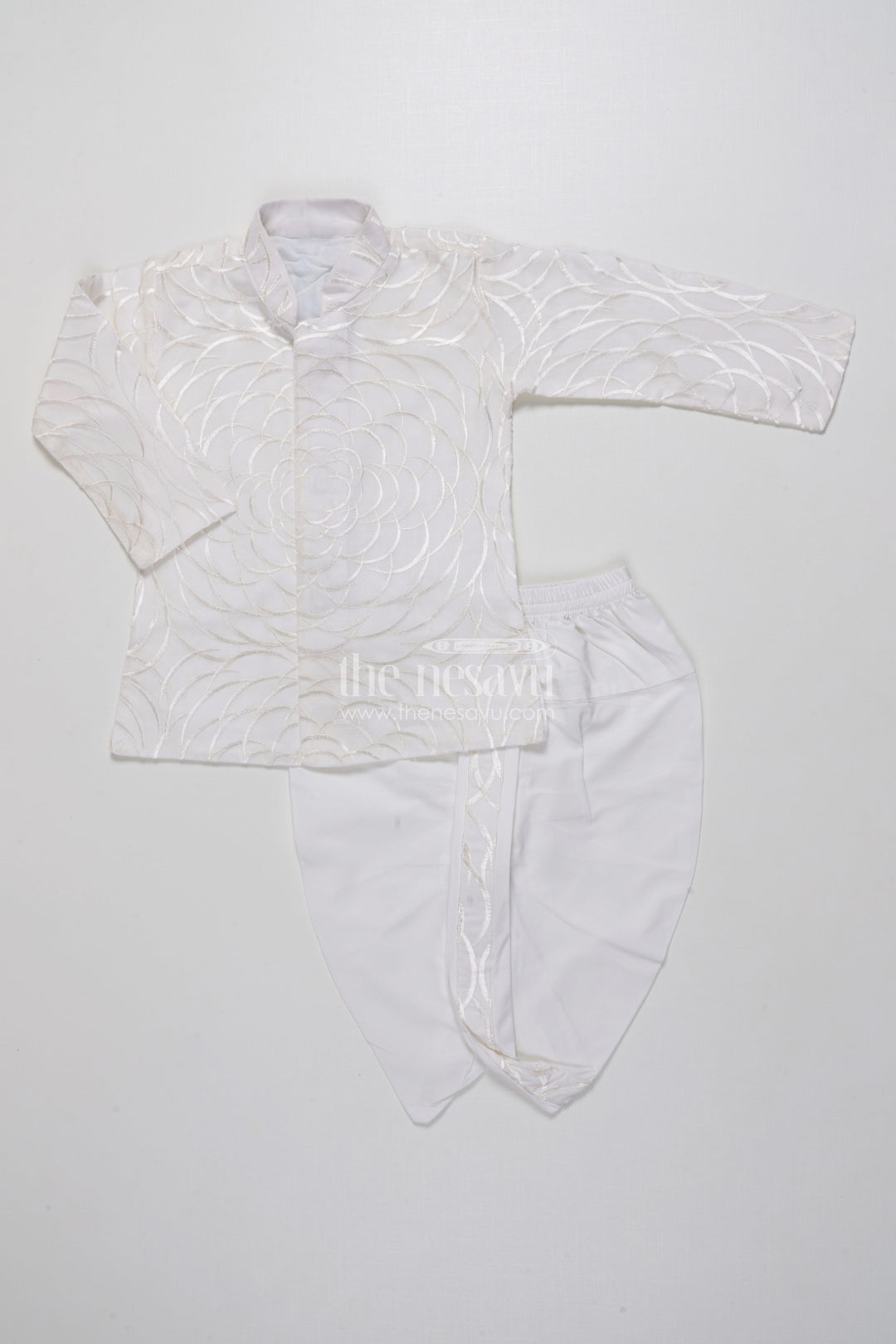 The Nesavu Boys Dothi Set Boys Dothi Set with Mirror and Sequence Embroidery Ethnic Festive Wear Nesavu Nesavu Boys Dothi Set Mirror Sequence Embroidery Festive Outfit