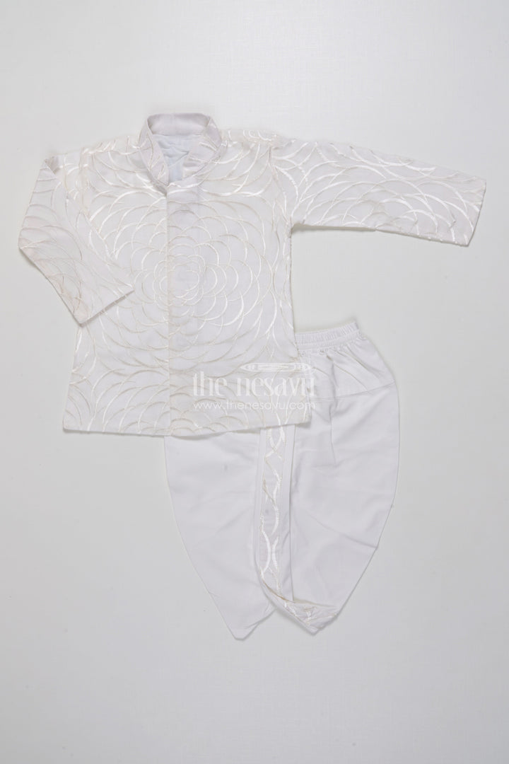 The Nesavu Boys Dothi Set Boys Dothi Set with Mirror and Sequence Embroidery Ethnic Festive Wear Nesavu Nesavu Boys Dothi Set Mirror Sequence Embroidery Festive Outfit